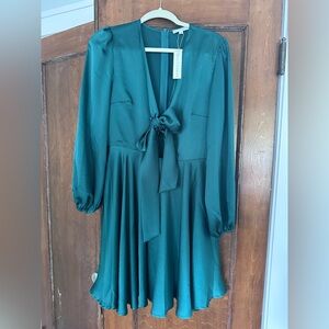 Baltic Born Woodbury Satin Mini Dress Green (Emerald Green)